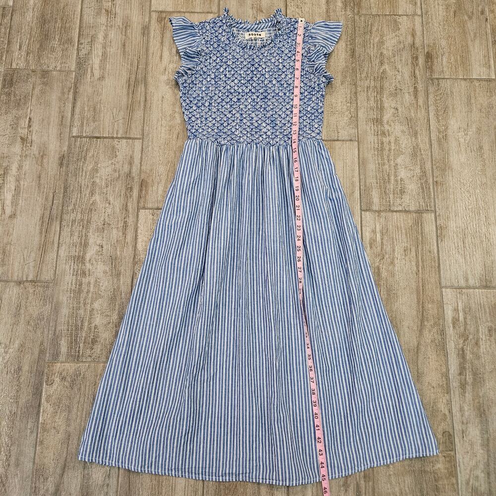 Boden Blue Smocked Stripe Midi Dress - Picture 4 of 11